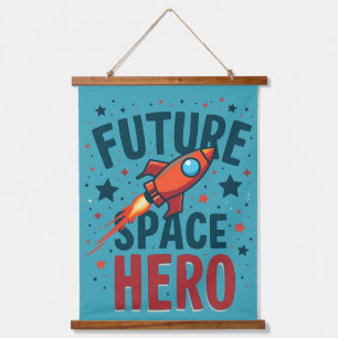 Future Space Hero Retro Rocket Ship Design Hanging Tapestry