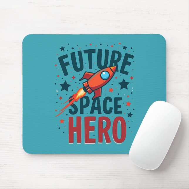 Future Space Hero Retro Rocket Ship Design Mouse Pad (With Mouse)