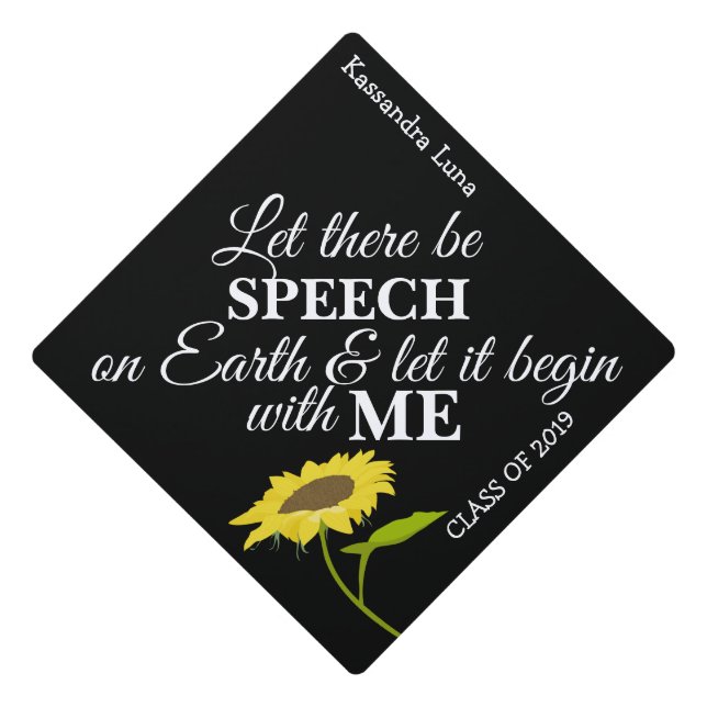 Future Speech Pathologist Grad Single Sunflower Graduation Cap Topper (Front)
