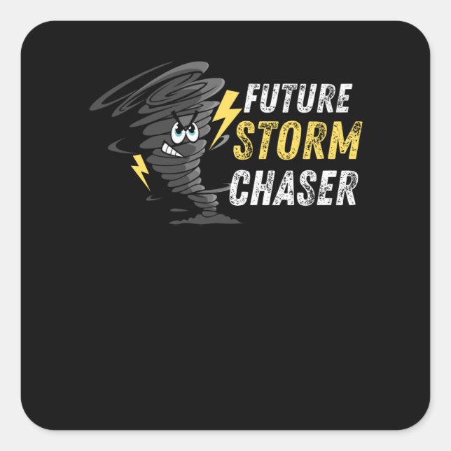 Future Storm Weather Chaser Funny Tornado Kids Square Sticker (Front)