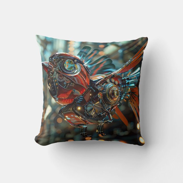 Future super powered electronic sparrow throw pillow (Front)