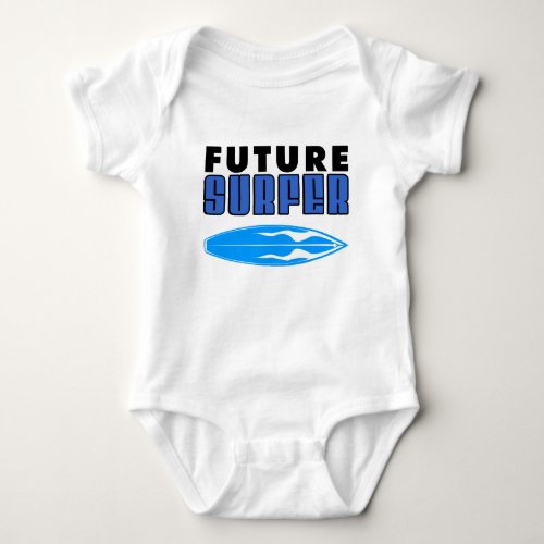Future Surfer Blue Surf Board Baby Bodysuit