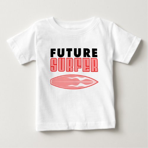 Future Surfer Pink Surf Board Baby T_Shirt