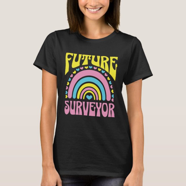 Future Surveyor Bright Retro Rainbow Surveyors Tra T-Shirt (Front)
