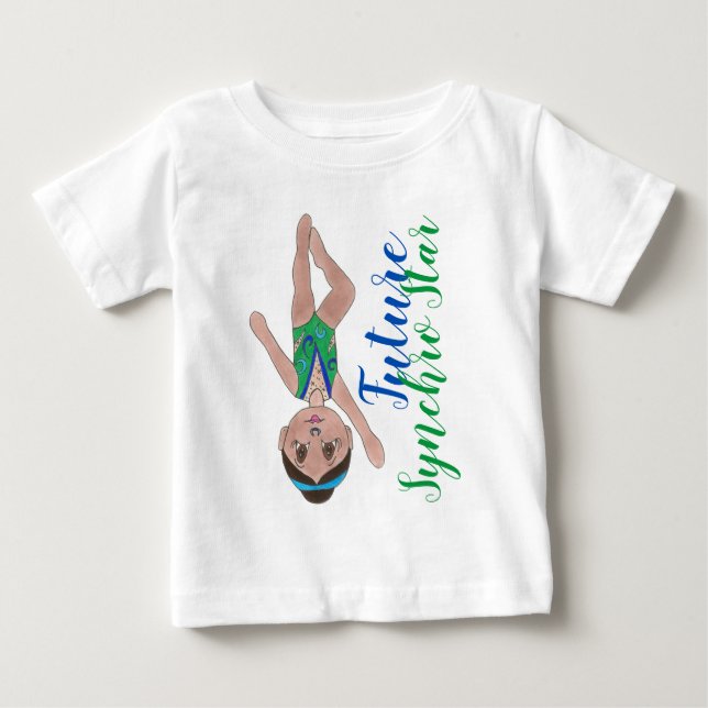 Future Synchro Star Blue Synchronized Swimmer Girl Baby T-Shirt (Front)