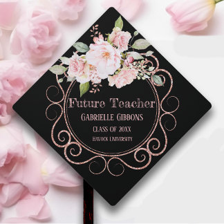Future Teacher, Attorney, Etc. Floral Graduation Cap Topper