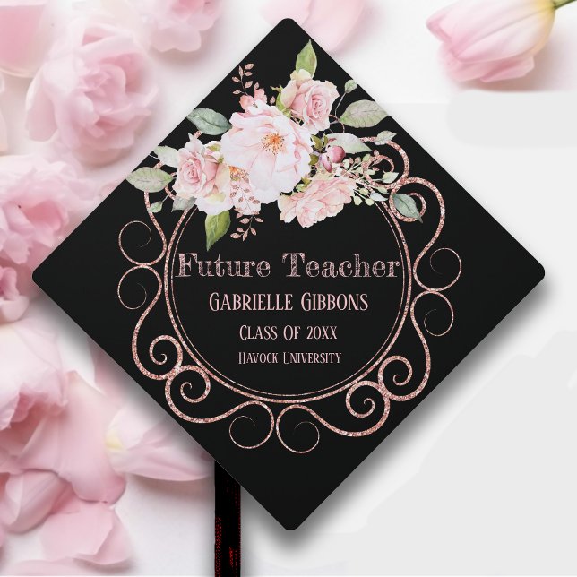 Future Teacher, Attorney, Etc. Floral Graduation Cap Topper (Creator Uploaded)