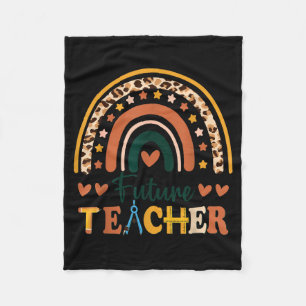 Future teacher rainbow leopard new grad student fleece blanket
