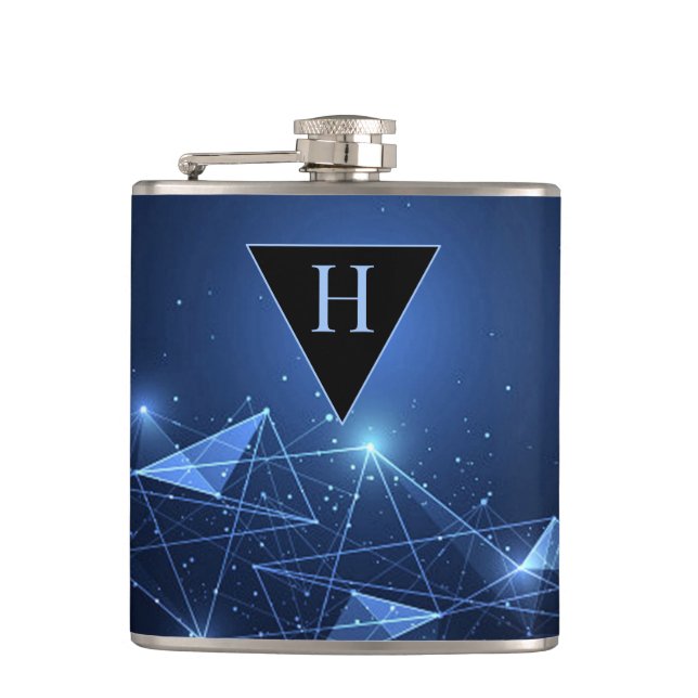 Future Tech Modern Monogrammed Flask (Front)