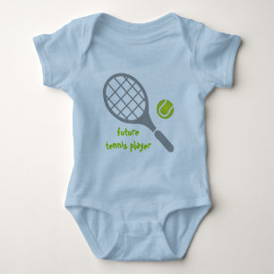Future tennis player, tennis racket and ball baby bodysuit