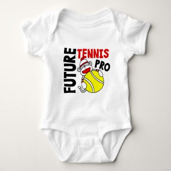 Future Tennis Pro Sock Monkey Baby Bodysuit by LifesInk at Zazzle