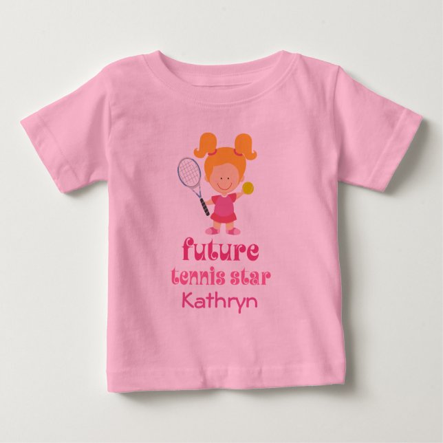 Future Tennis Star Girls Personalized T-shirt (Front)