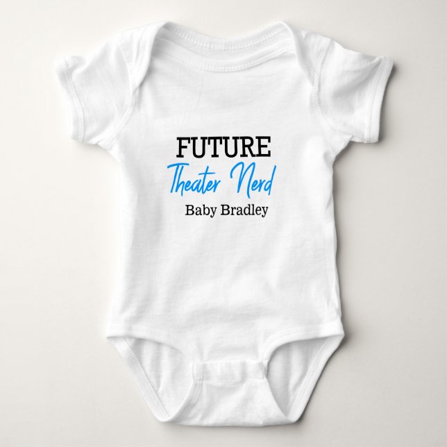 Future Theater Nerd Blue Personalized Baby Bodysuit (Front)