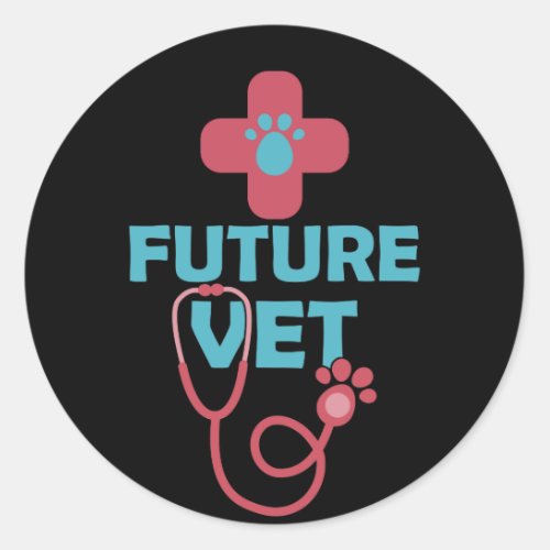 Future Vet Cute Veterinarian Classic Round Sticker