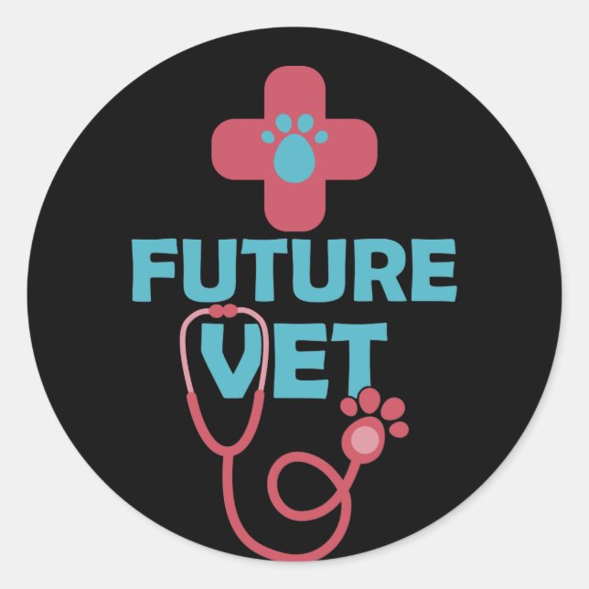 Future Vet Cute Veterinarian Classic Round Sticker (Front)