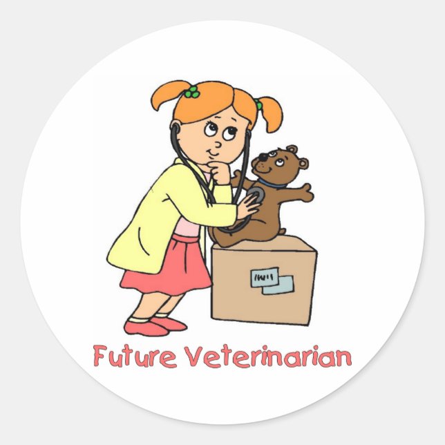 Future Vet - Little Girl Classic Round Sticker (Front)