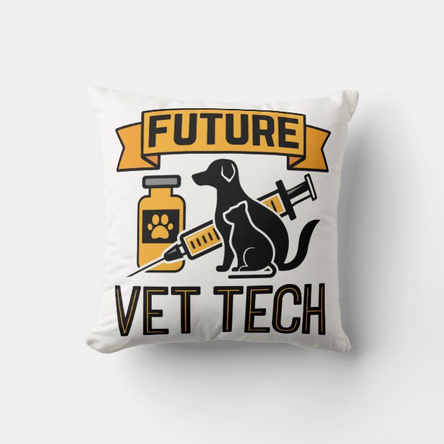 Future Vet Tech Throw Pillow (Front)