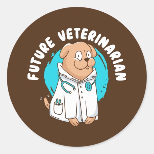 Future Veterinarian Animal Doctor Veterinary Classic Round Sticker