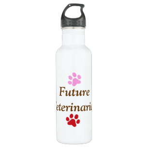 Future Veterinarian-Colorful Paw Prints Stainless Steel Water Bottle