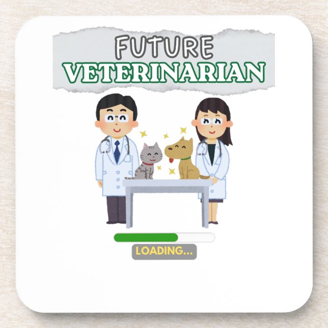 Future Veterinarian Loading – Vet Student Design Beverage Coaster (Front)