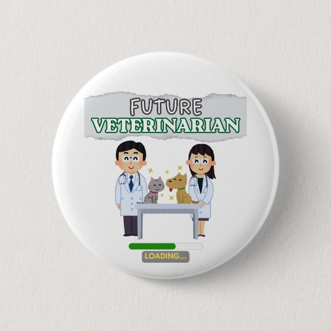 Future Veterinarian Loading – Vet Student Design Button (Front)