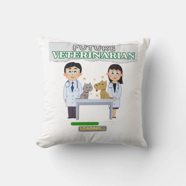 Future Veterinarian Loading – Vet Student Design Throw Pillow (Front)