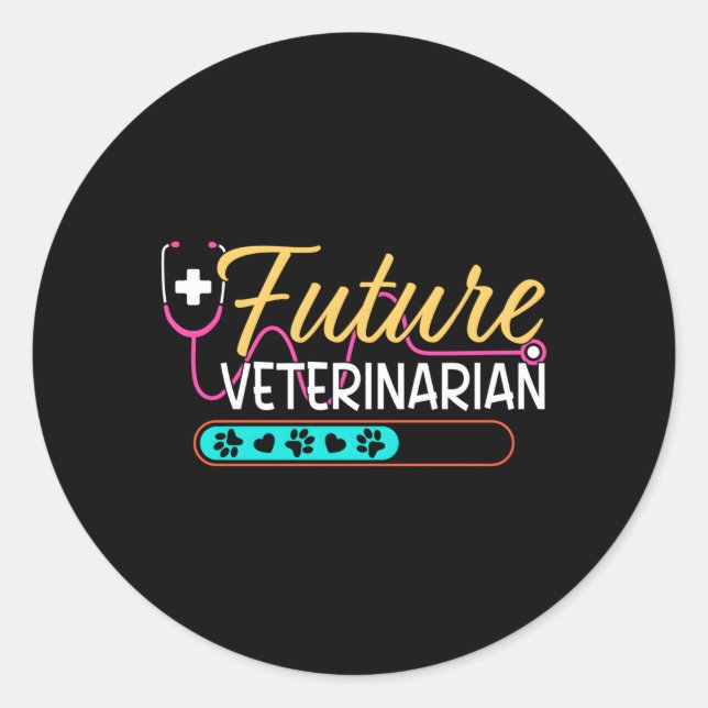 Future Veterinarian Stethoscope Future Vet Classic Round Sticker (Front)