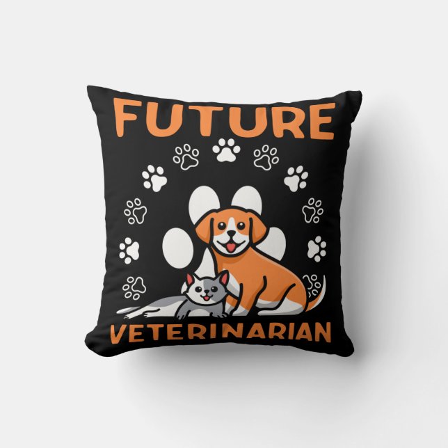 Future Veterinarian Student Vet Tech Pet Lover Throw Pillow (Front)