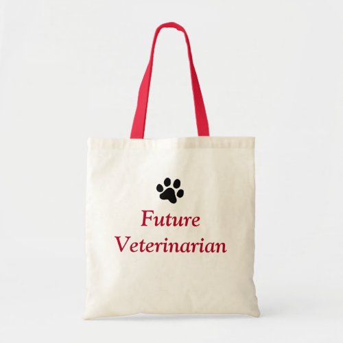 Future Veterinarian with Black Paw Print Tote Bag