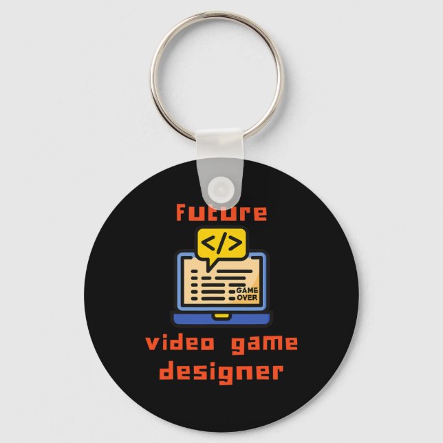Future Video Game Designer Programmer Coder  Keychain (Front)