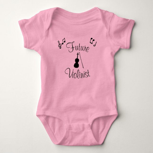 Future Violinist Pink Music Baby Bodysuit (Front)