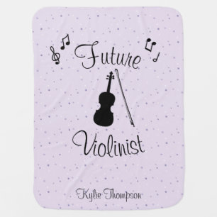 Future Violinist Purple Polka Dot Music Baby Blanket