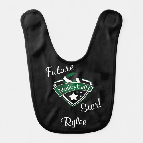 Future Volleyball Star _ Green White  Black Baby Bib