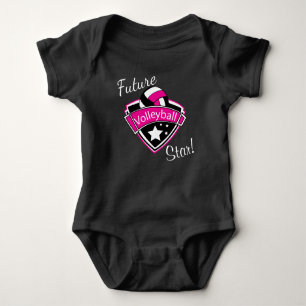Future Volleyball Star - Hot Pink, White and Black Baby Bodysuit