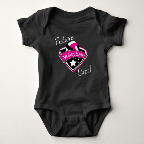 Future Volleyball Star _ Hot Pink White and Black Baby Bodysuit