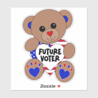 Future Voter Teddy Bear Kids Vote USA Elections Sticker