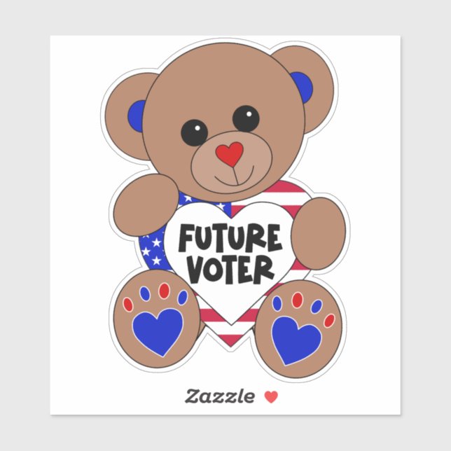 Future Voter Teddy Bear Kids Vote USA Elections Sticker (Sheet)
