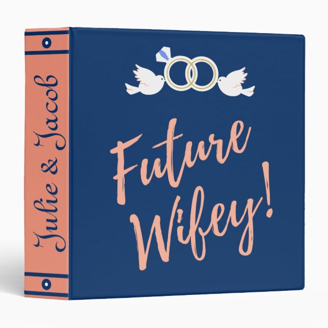 Future Wifey Love Birds in Deep Blue  3 Ring Binder (Front/Spine)