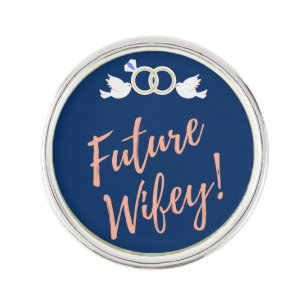 Future Wifey Love Birds in Deep Blue Lapel Pin