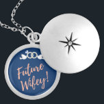 Future Wifey Love Birds in Deep Blue   Locket Necklace<br><div class="desc">Future Wifey Love Birds design that is perfect for newly engaged couples</div>