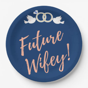 Future Wifey Love Birds in Deep Blue Paper Plate