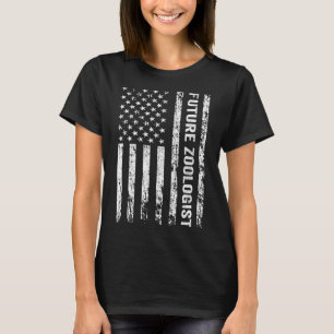 Future Zookeeper Zoologist Student US Flag T-Shirt