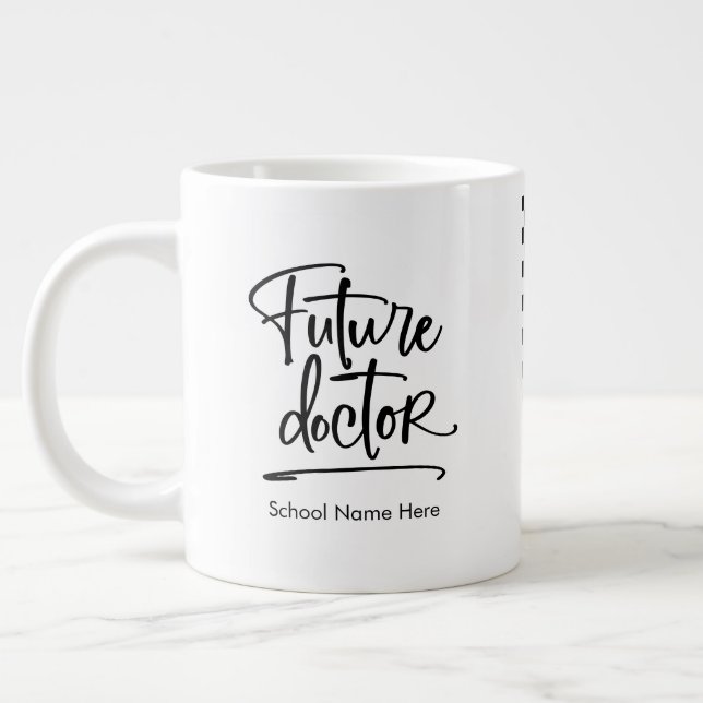 Futured Doctor Personalized Checkered Giant Coffee Mug (Left)