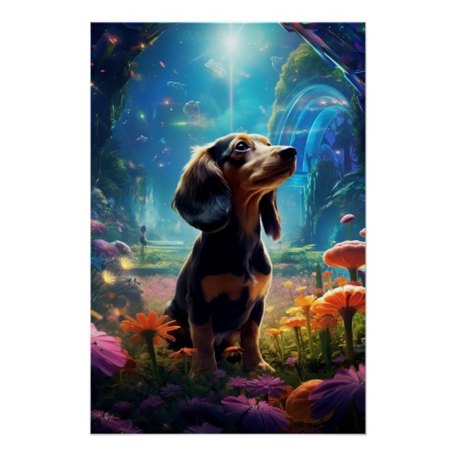 Futurism Dachshund's Garden Delight Poster (Front)