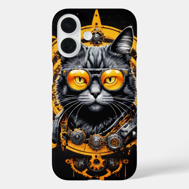 Futurist cyber yellow cat cover (Back)