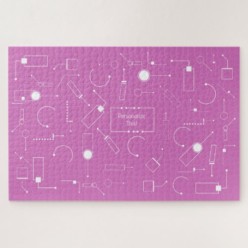 Futurist Pattern Violet white text 006 Jigsaw Puzzle