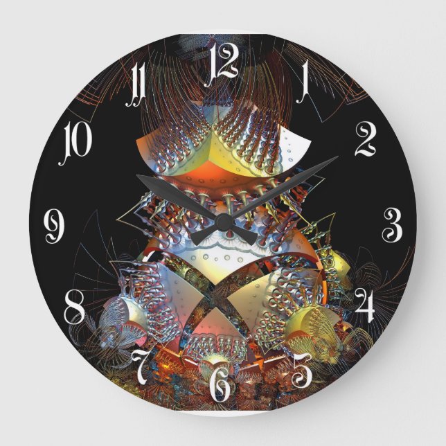 Futuristic 3D fractal Large Clock (Front)