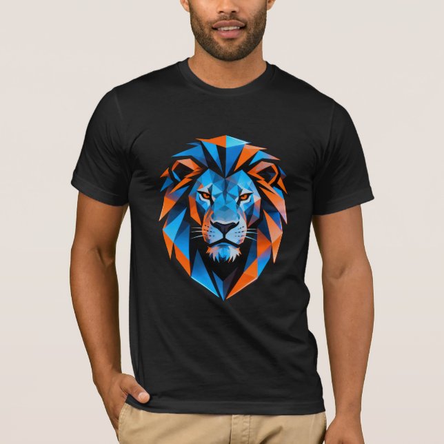 Futuristic 3D Geometric Lion T-Shirt  (Front)