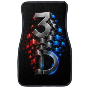 Futuristic 3D Metal Logo with Shattering Cubes. Car Floor Mat