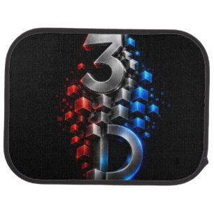 Futuristic 3D Metal Logo with Shattering Cubes. Car Floor Mat